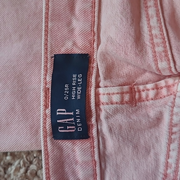 GAP Pink High Rise Wide Leg Jeans sz 0 - Picture 4 of 6